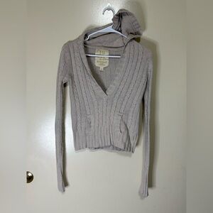 Vintage Hollister V-Neck Cable Knit Sweater - Cream